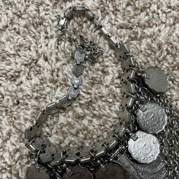 Bohemian Tassel Coins Pendant Silver Chain Choker Necklace - Picture 4 of 8